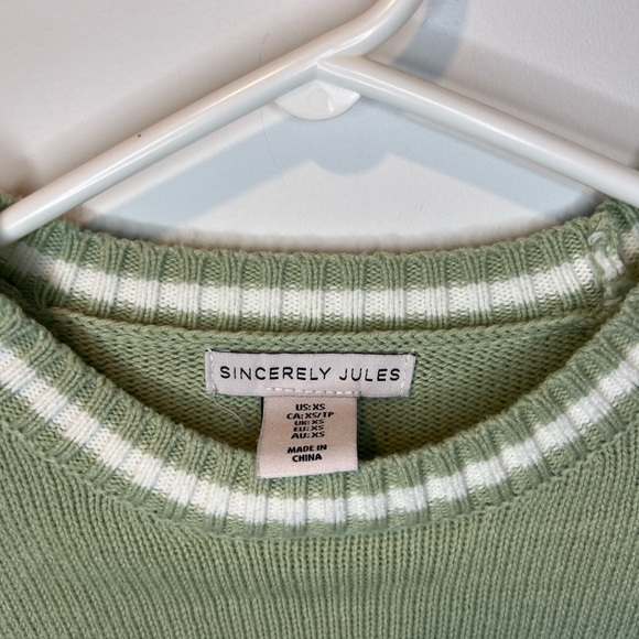 Sincerely Jules Sage Green Women Crewneck Pickleball Sweater size XS - Picture 2 of 5